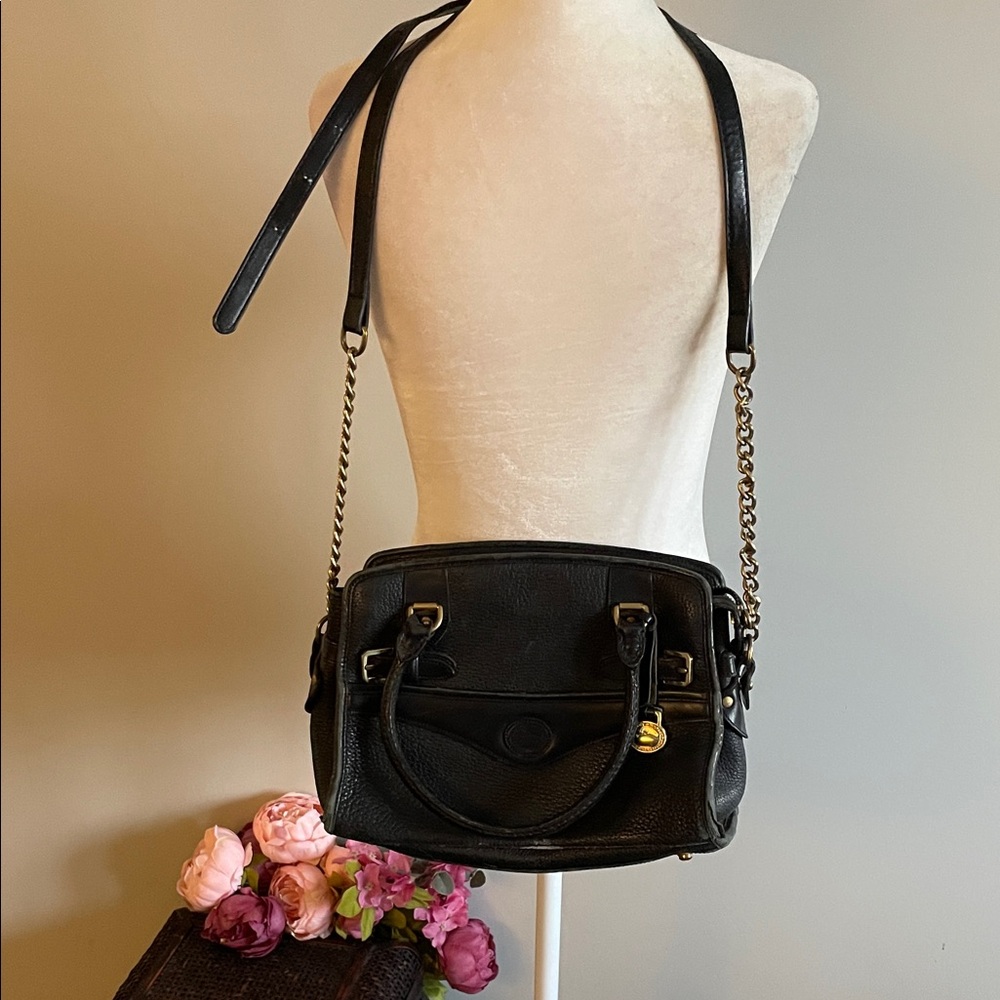 Vintage Dooney & Bourke Black Leather Crossbody Bag